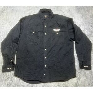 Vintage Harley Davidson Shirt Men's L Black 100 Years Button Up Motorcycle Biker